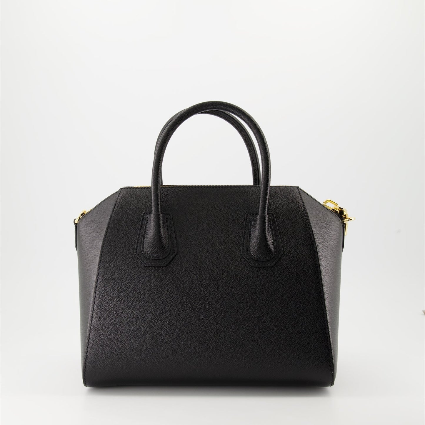 Black Leather Antigona Handle Bag