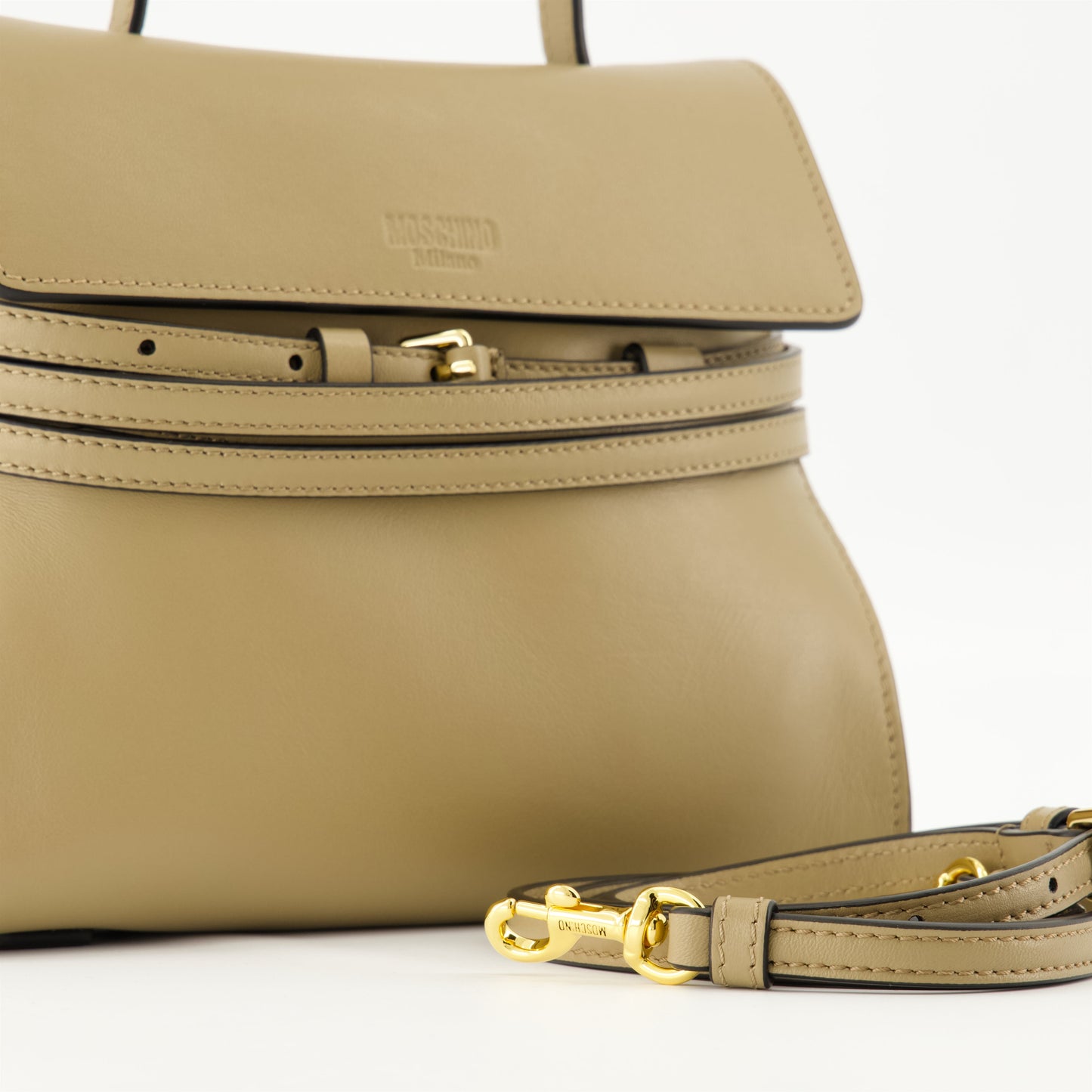 Tie Me Leather shoulder bag ( Beige)