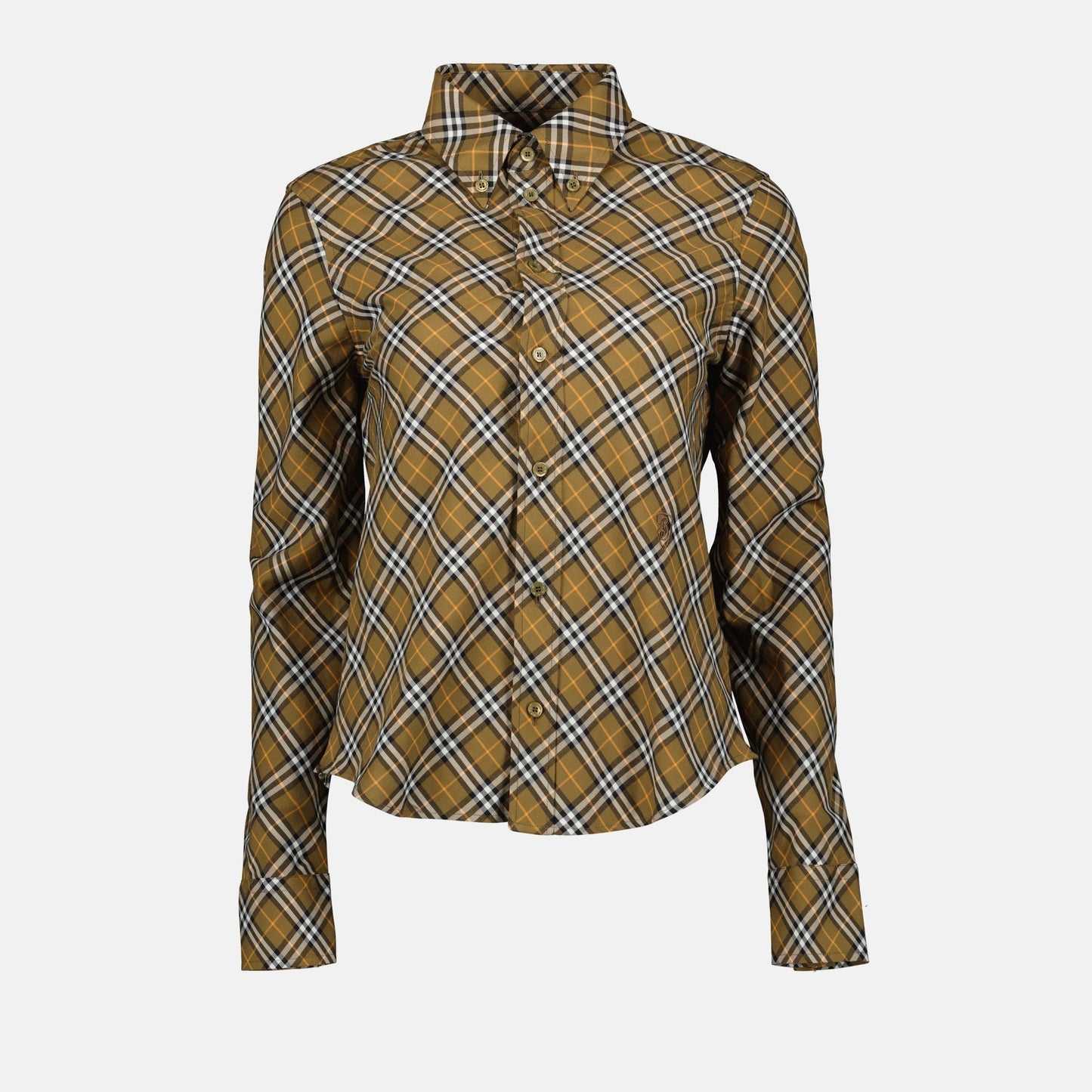 Vintage Check Cropped Shirt in Olive
