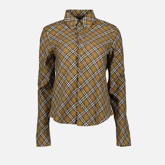 Vintage Check Cropped Shirt in Olive