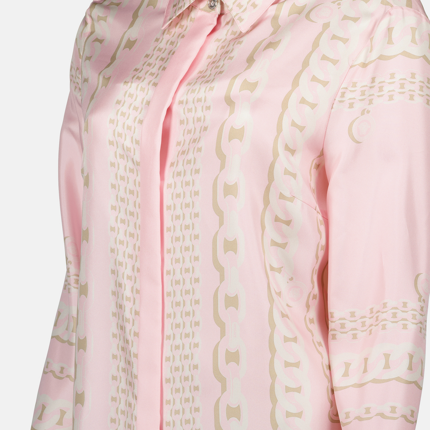 Pink Chain Print Silk Shirt