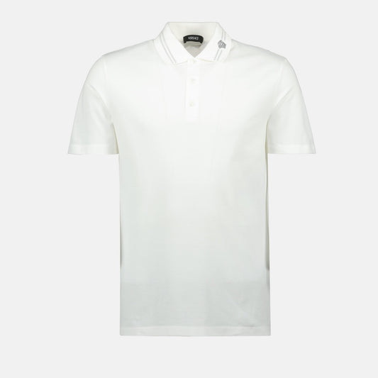 Versace Minimalist White Polo Shirt with Medusa Accent