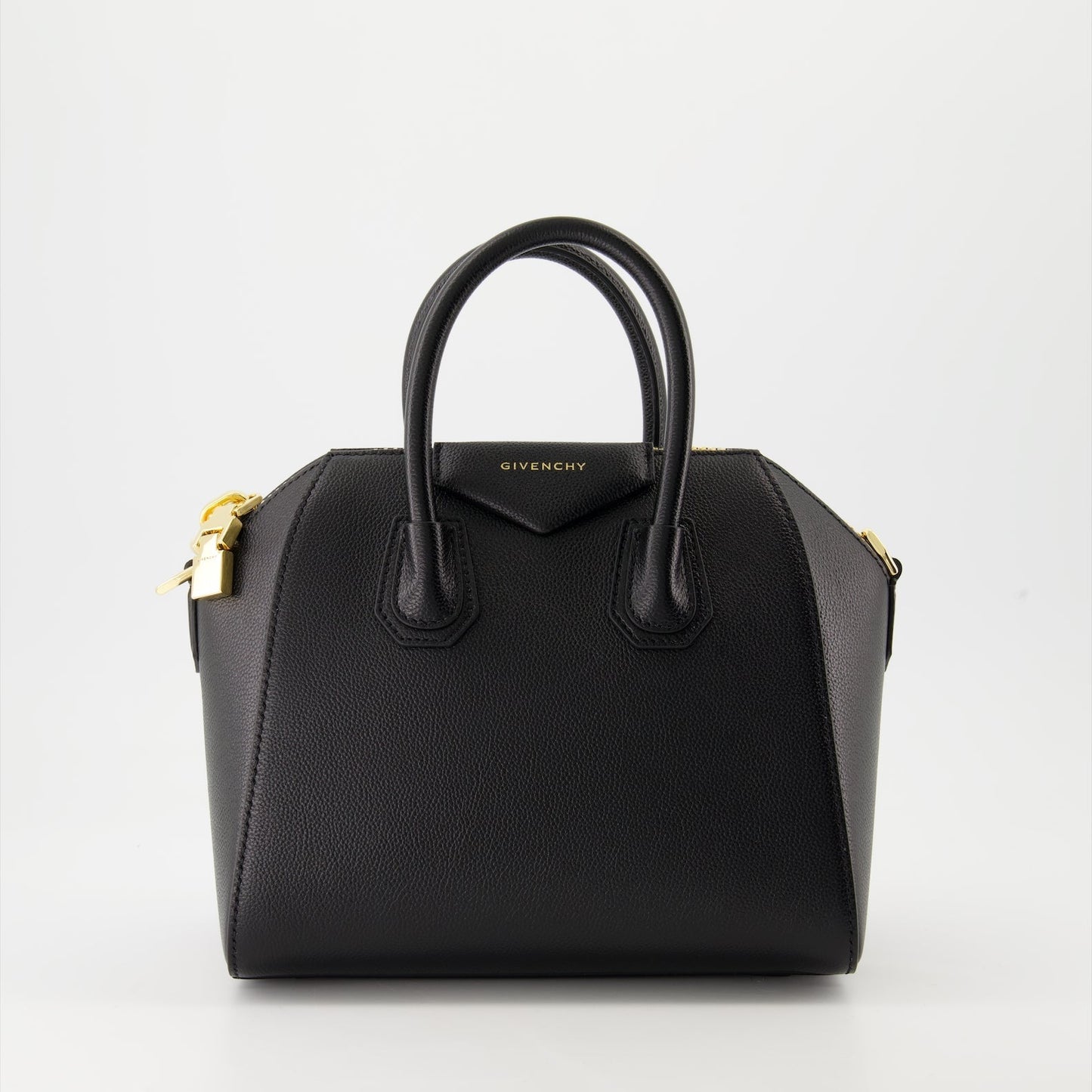 Black Leather Antigona Top Handle Bag