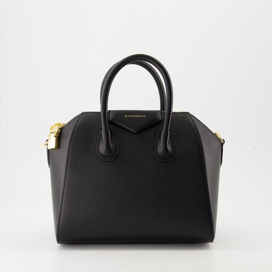 Black Leather Antigona Top Handle Bag