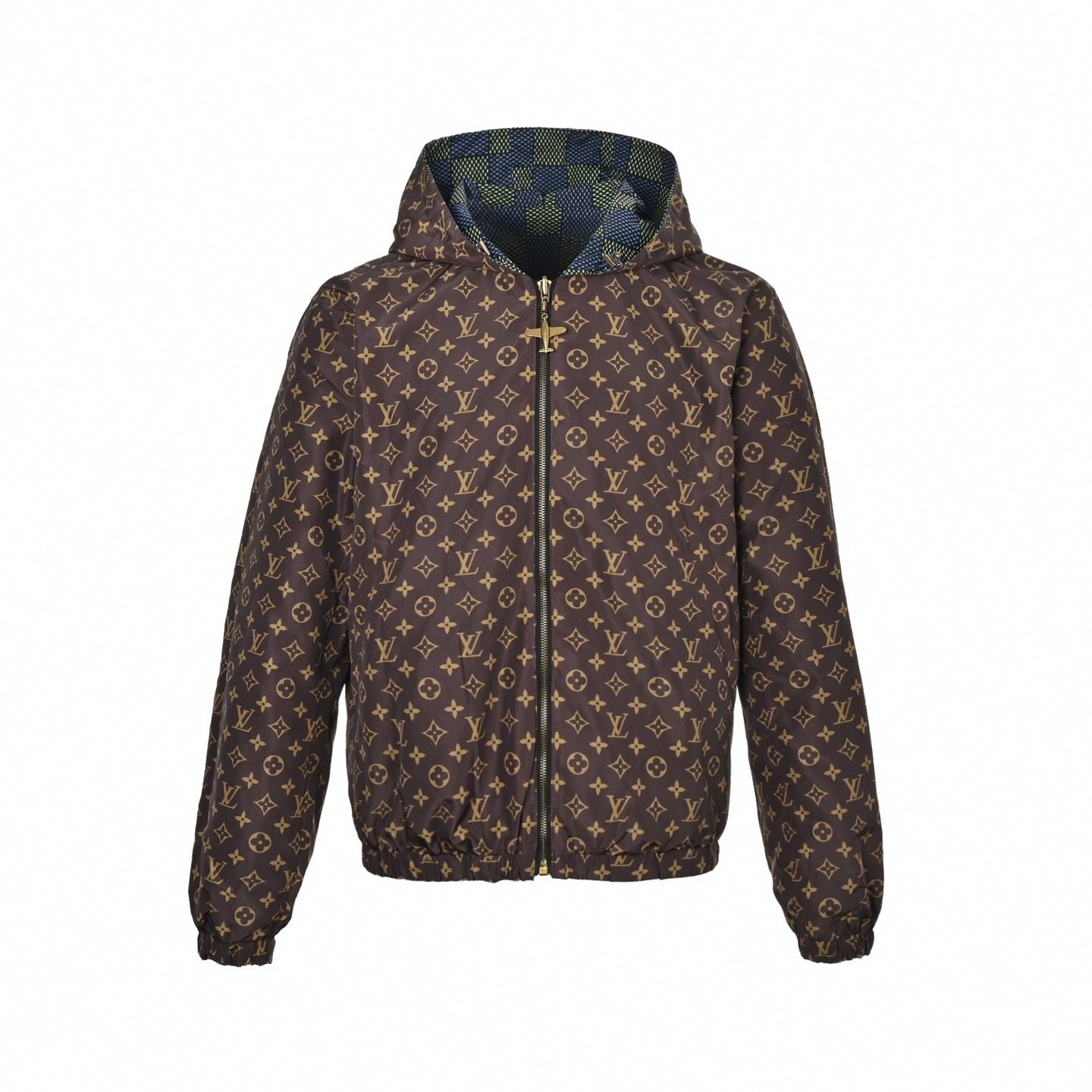 LV Reversible Monogram & Check Hooded Jacket