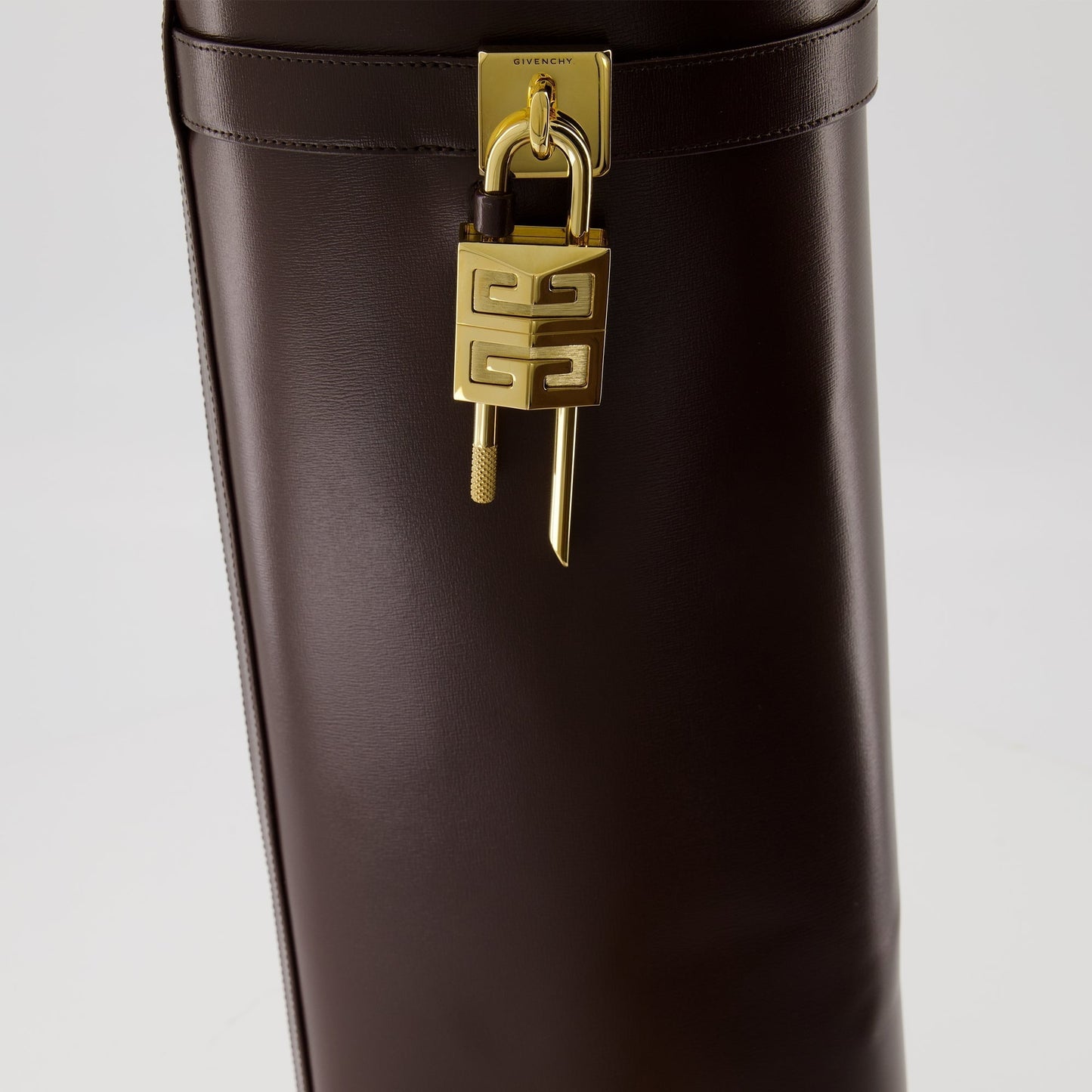 Shark Lock Brown Knee-High Wedge Boots
