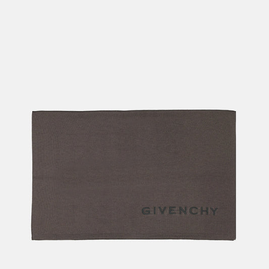 Logo Wool Scarf – Brown