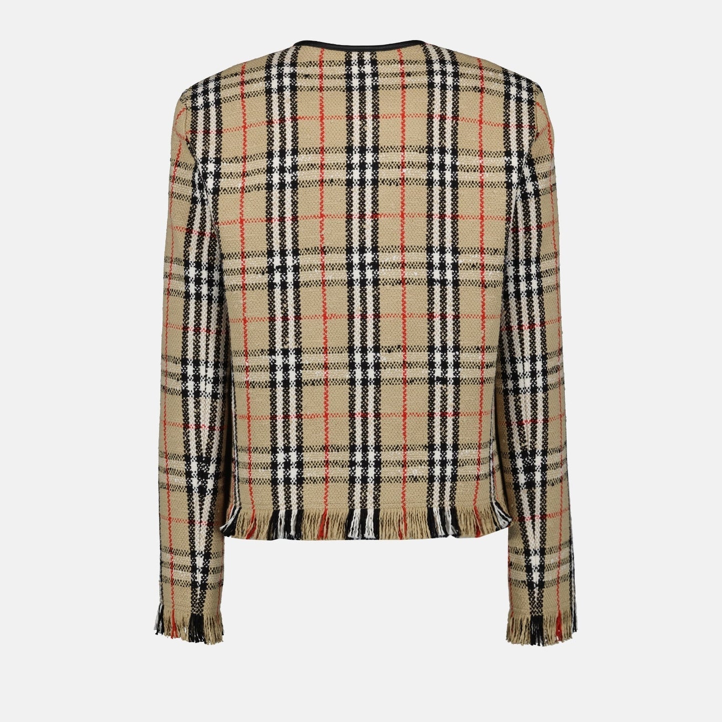 Vintage Check Tweed Fringe Jacket