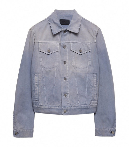 Light Wash Cotton Gabardine Denim Jacket