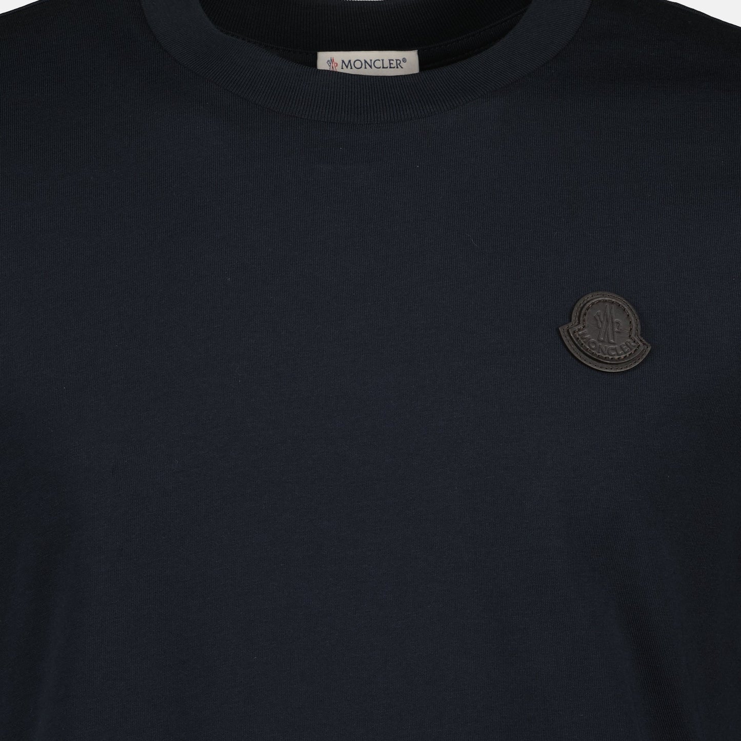 Leather Logo Cotton T-Shirt