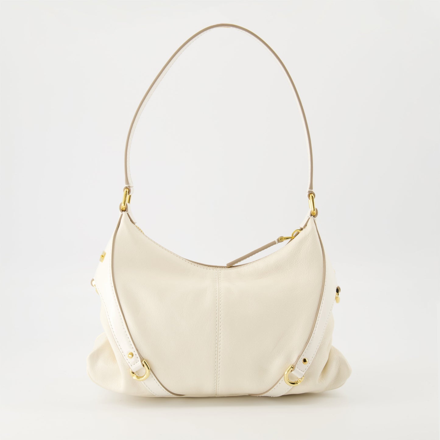 Cream Leather Buckle Detail Mini Shoulder Bag