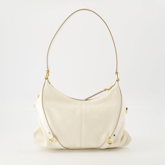 Cream Leather Buckle Detail Mini Shoulder Bag