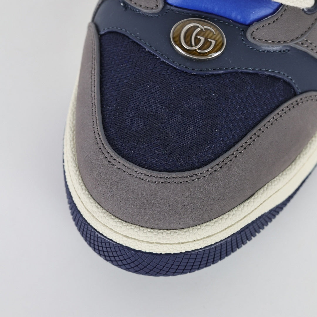 Screener Sneakers in Blue GG Canvas & Grey Suede