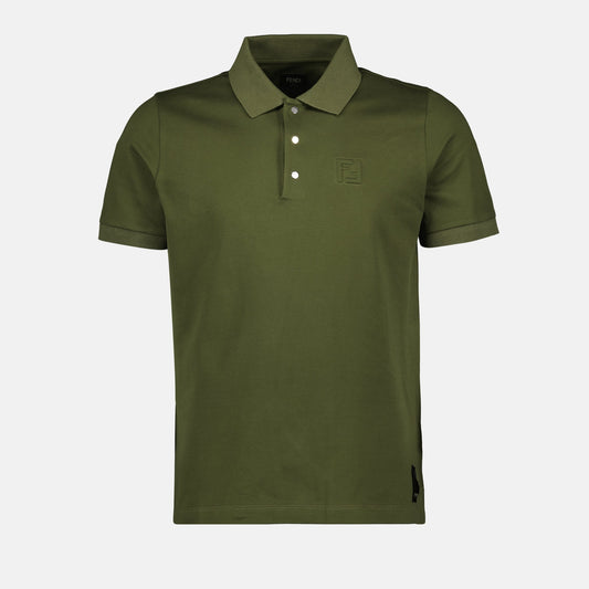 Fendi Olive Green Polo Shirt with Tonal FF Logo