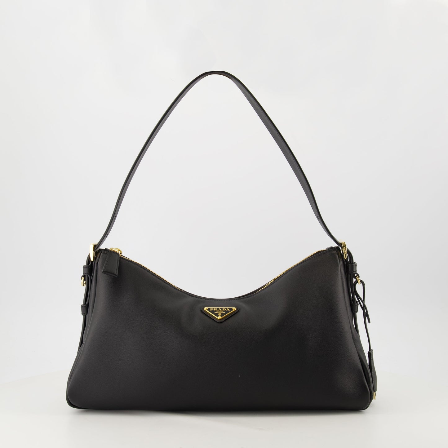 Aimée Medium Leather Shoulder Bag (Black)