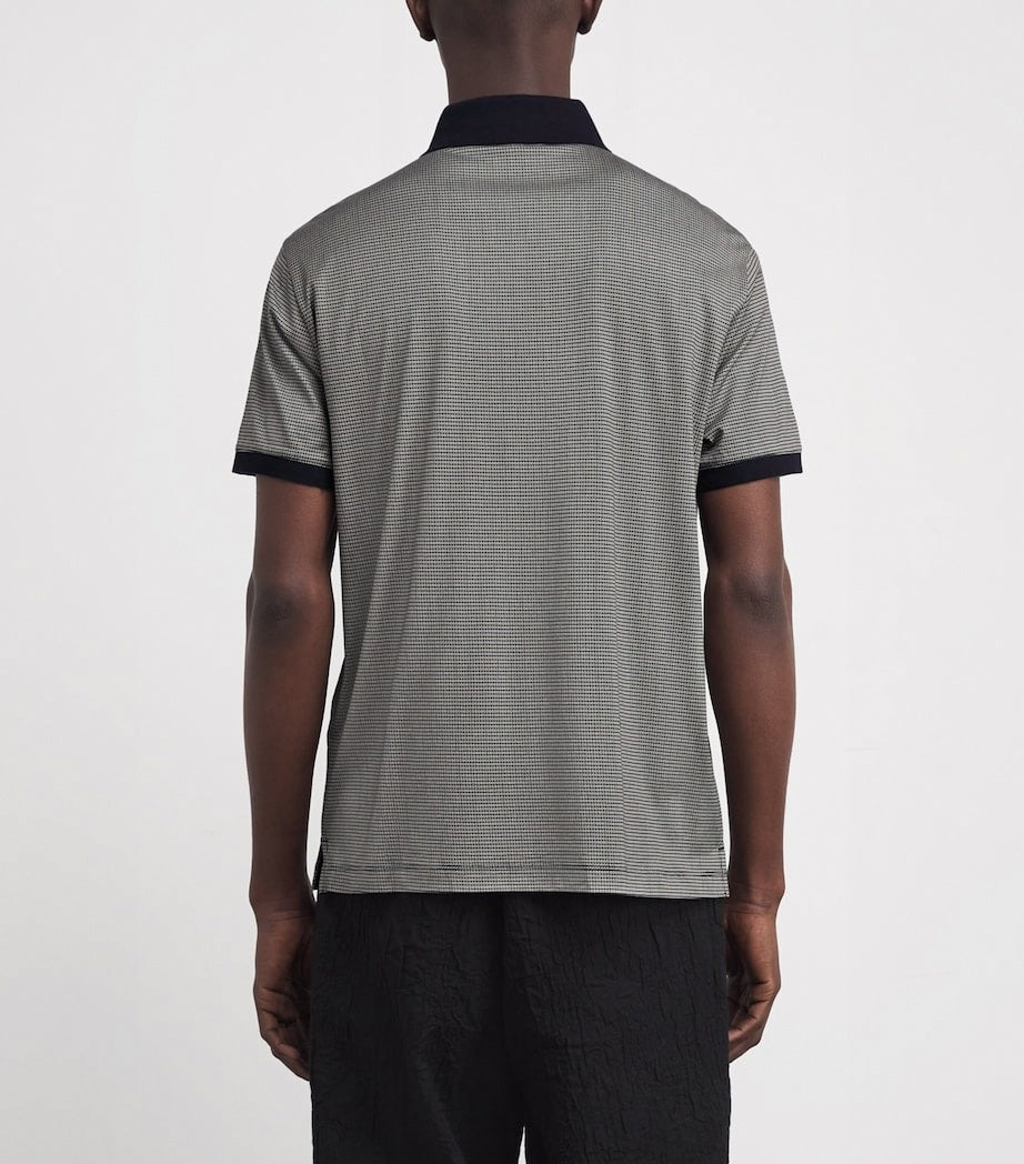 Lyocell-Cotton Micro-Print Polo Shirt