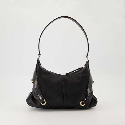 Black Leather Buckle Detail Mini Shoulder Bag