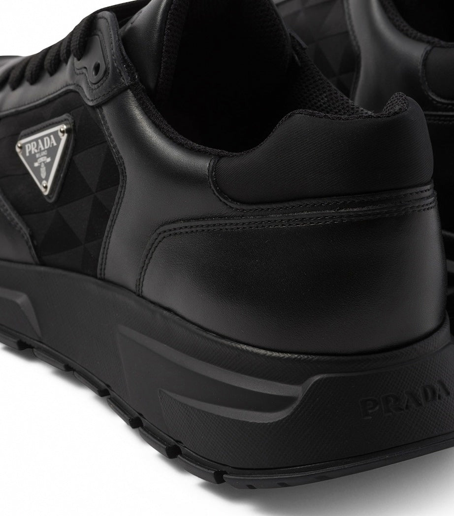 Leather & Re-Nylon Low-Top Sneakers