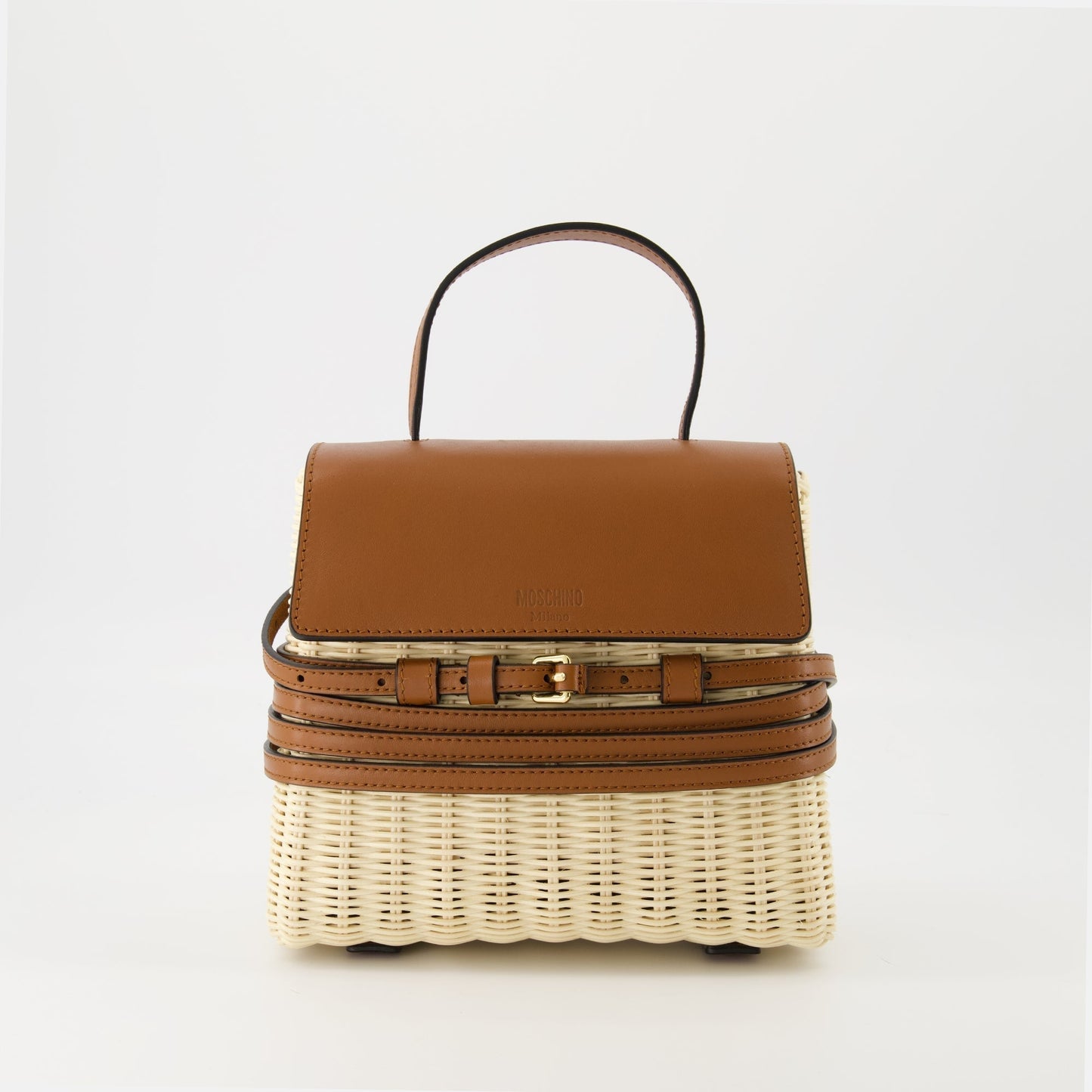 Tie Me Leather shoulder bag (Wicker & Leather)