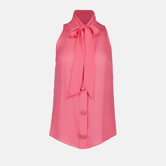 Silk Bow Blouse in Pink