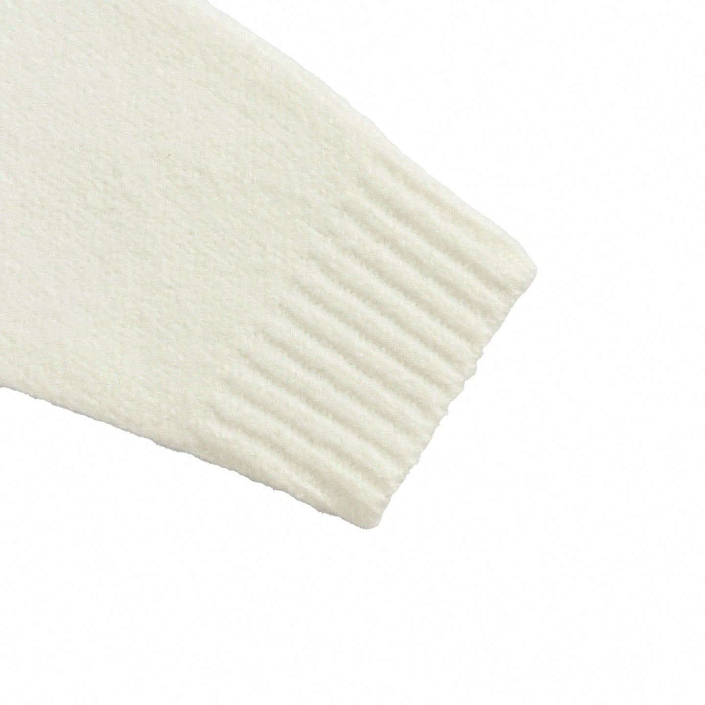 Pearl-Embellished Crown Motif Wool Knit Sweater – Ivory White