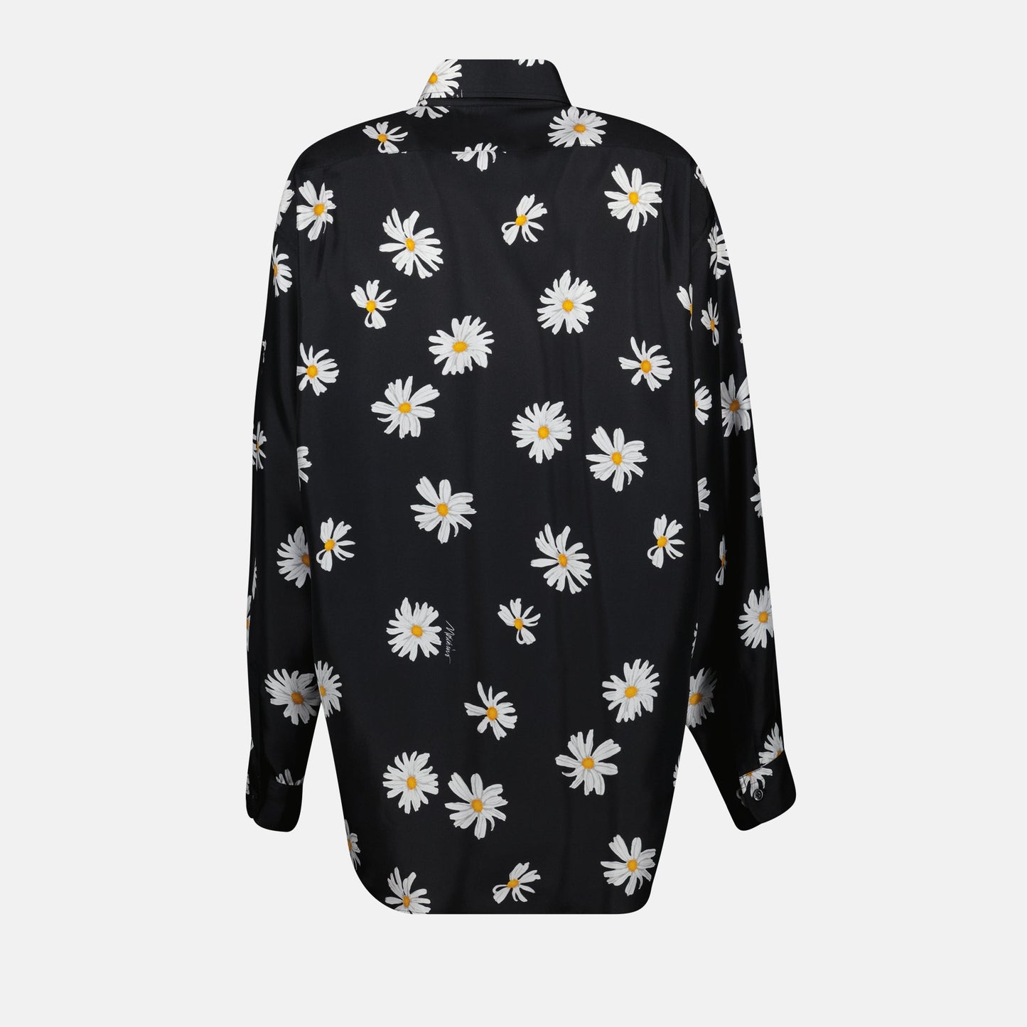 Daisy Print Silk Shirt in Black