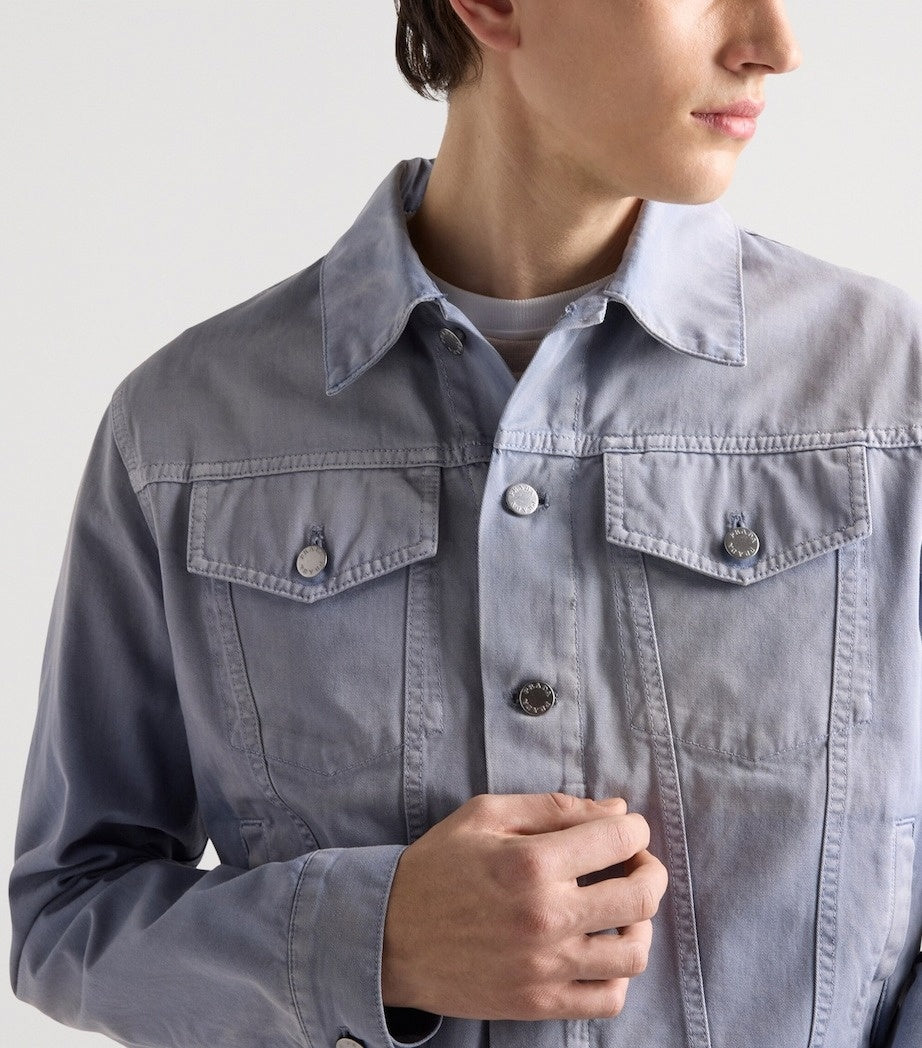 Light Wash Cotton Gabardine Denim Jacket
