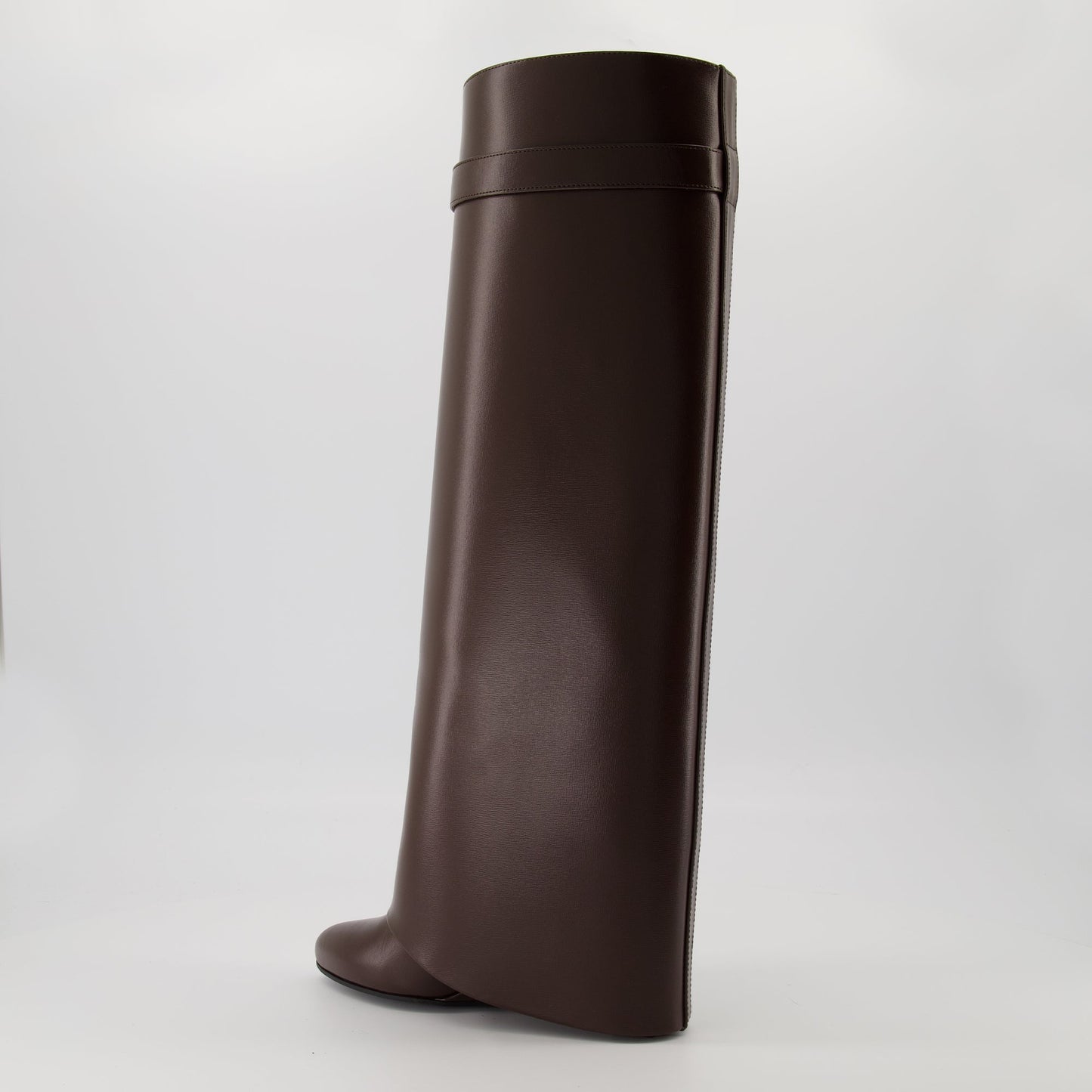 Shark Lock Brown Knee-High Wedge Boots