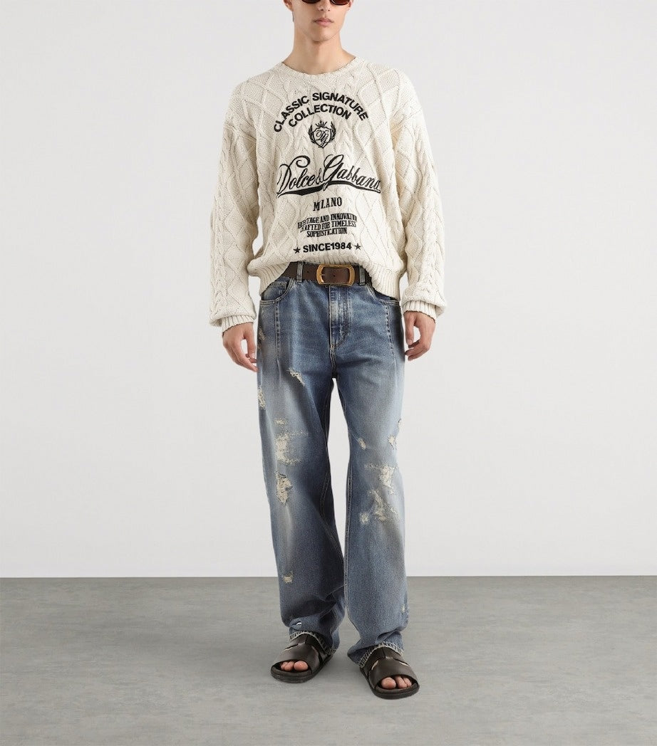 DG Distressed Straight-Leg Jeans