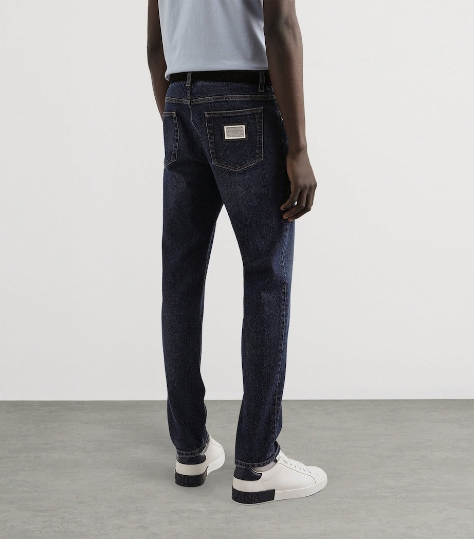 DG Slim-Fit Logo Plaque Jeans