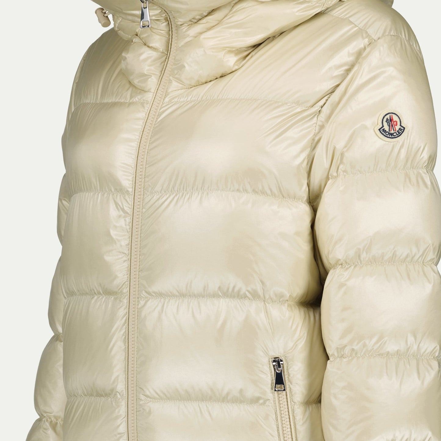Cream Hooded Down Puffer Jacket