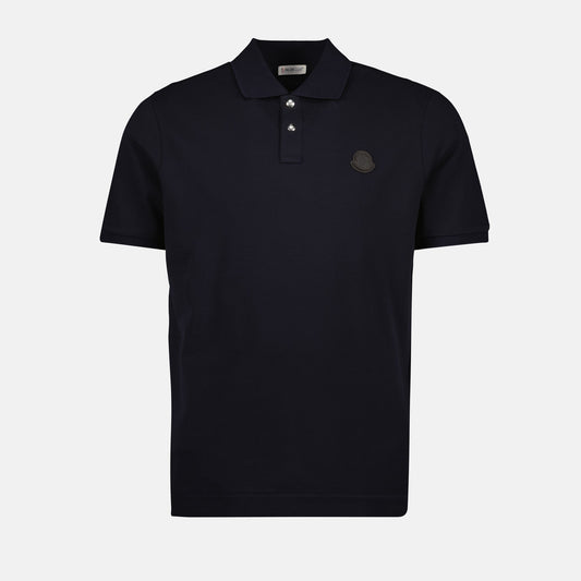 Navy Polo with Tonal Logo Patch