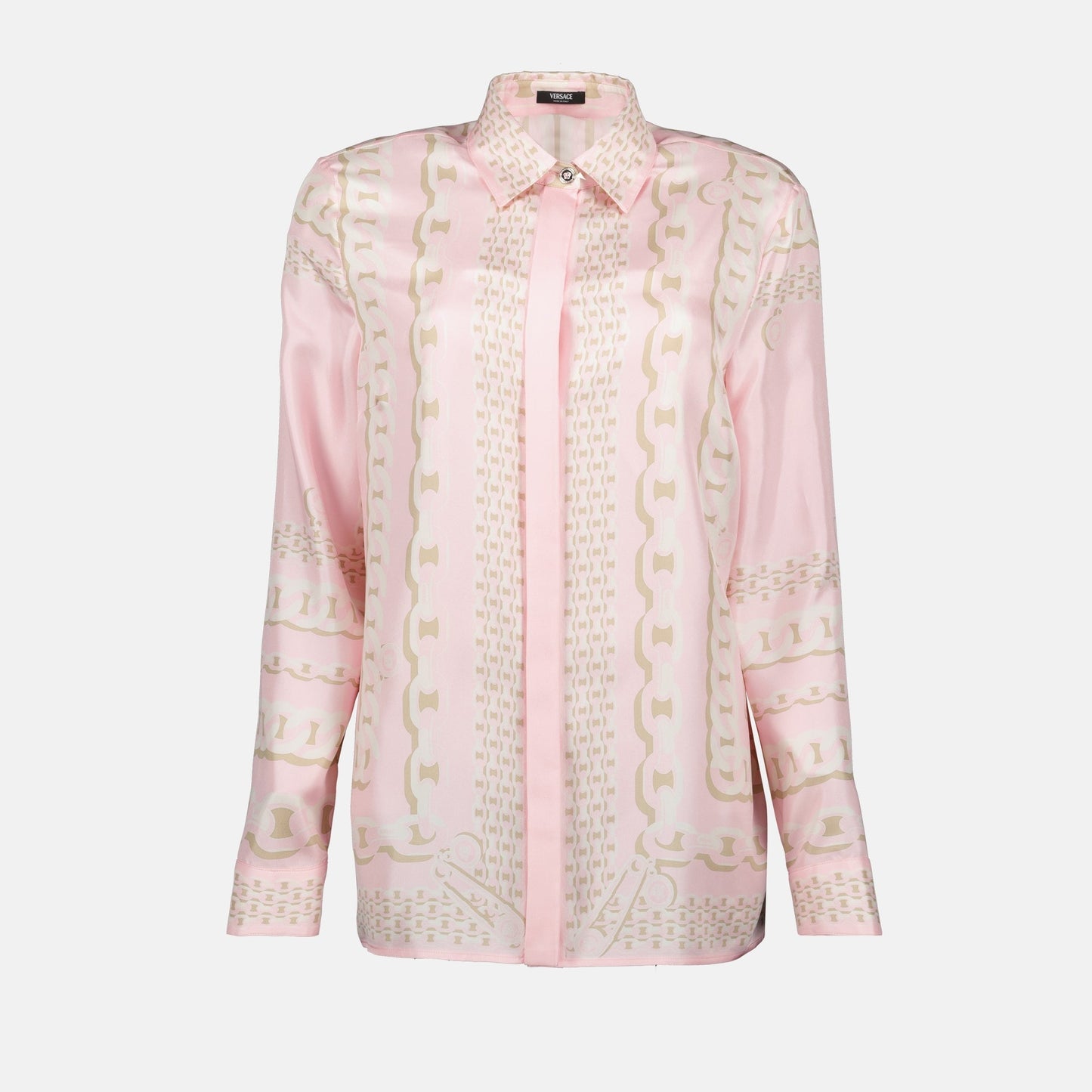 Pink Chain Print Silk Shirt
