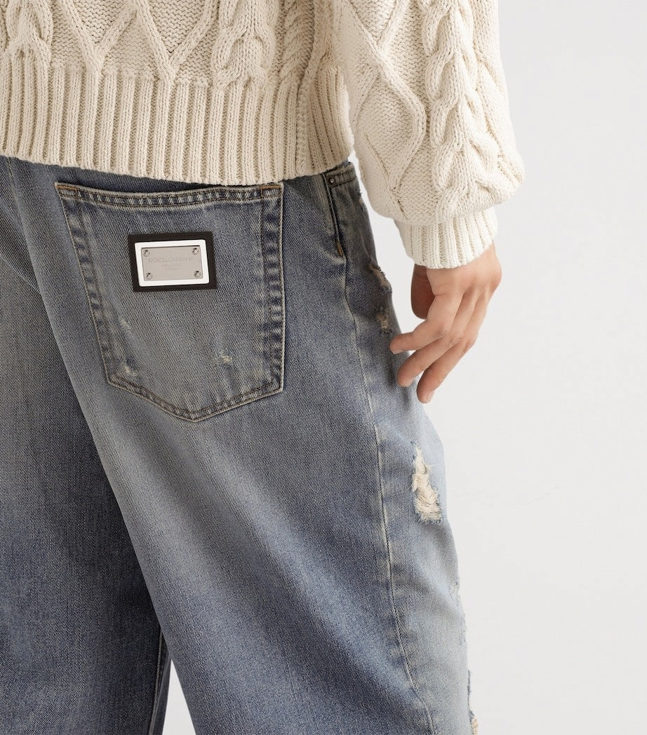 DG Distressed Straight-Leg Jeans