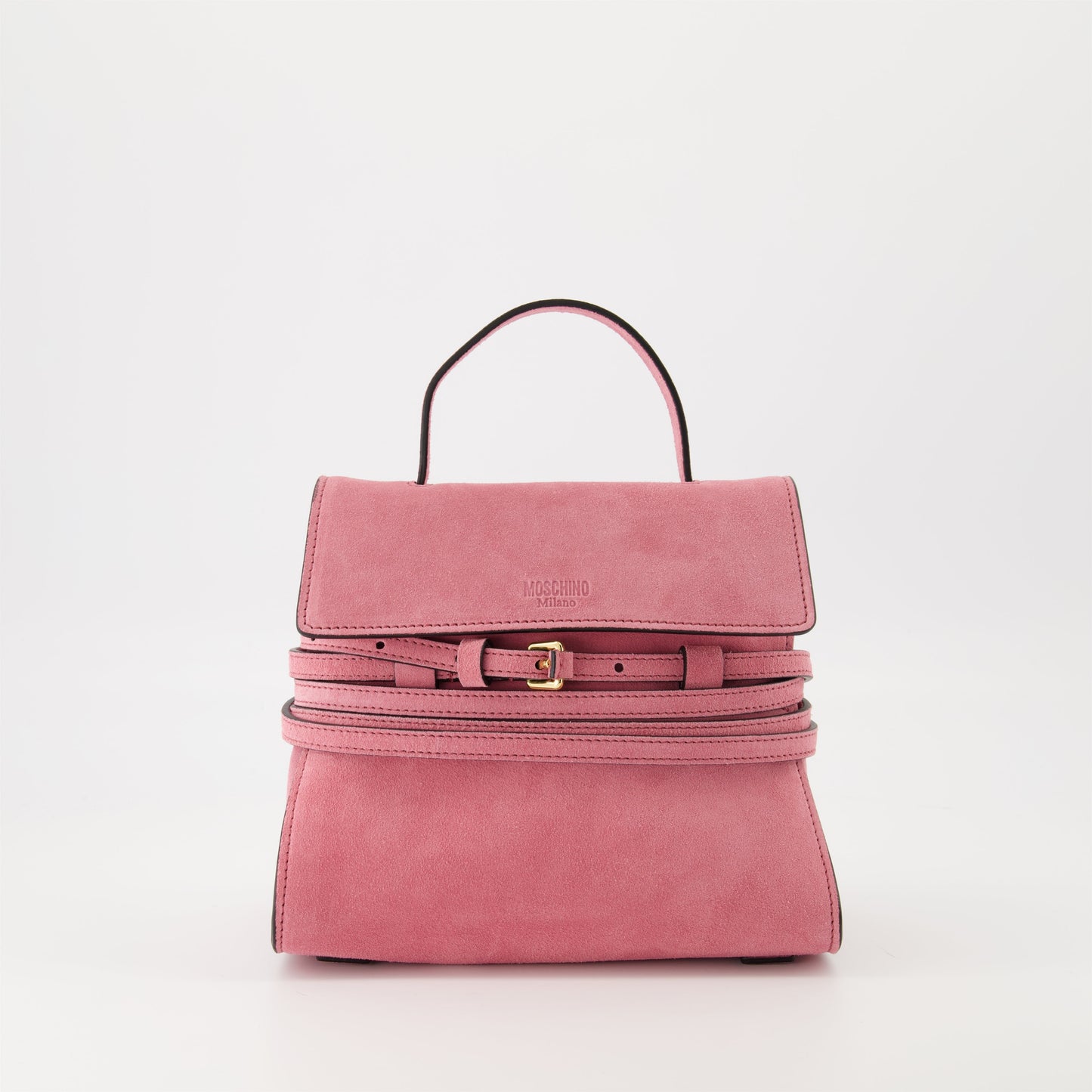 Tie Me Leather shoulder bag (Pink suede)