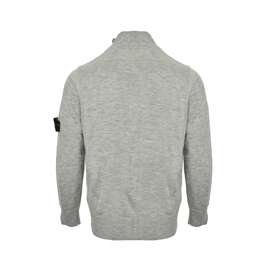 Buttoned Stand-Collar Knit Cardigan
