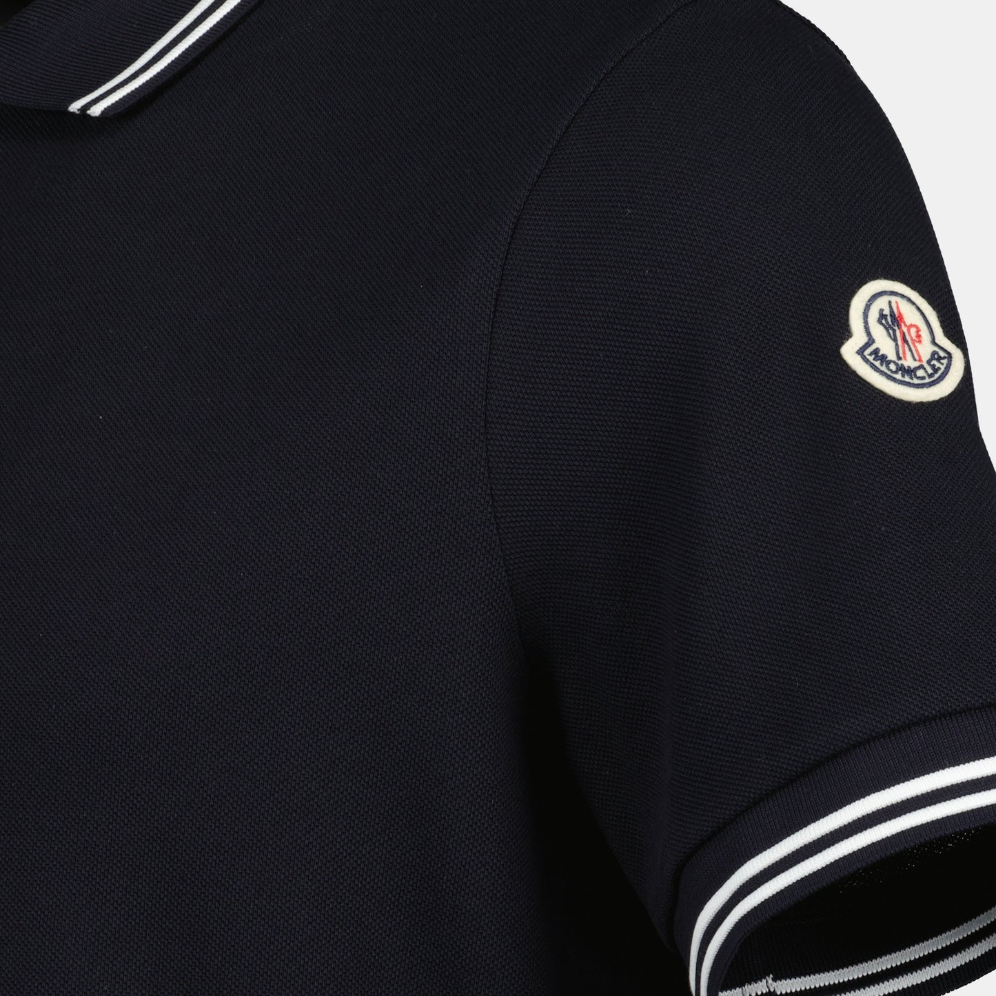 Navy Polo Shirt with Contrast Stripe Trim