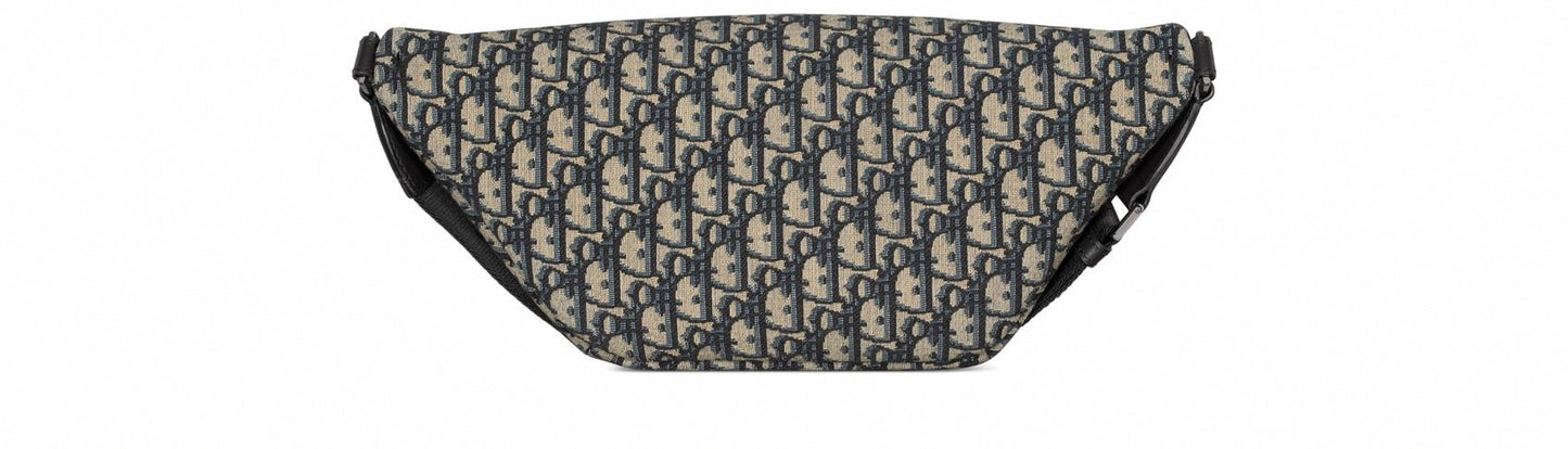 Oblique Jacquard Belt Bag Beige and Blue