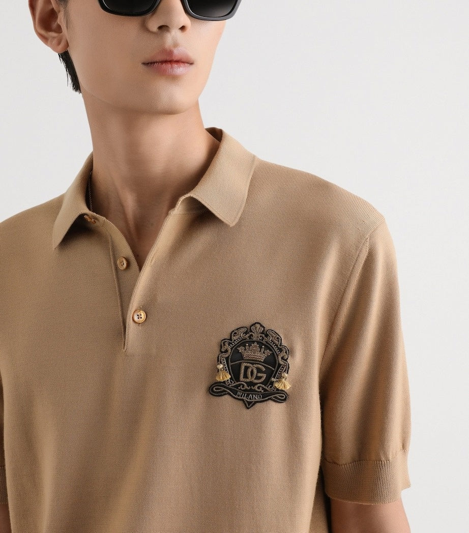 Virgin Wool Crest Polo Shirt