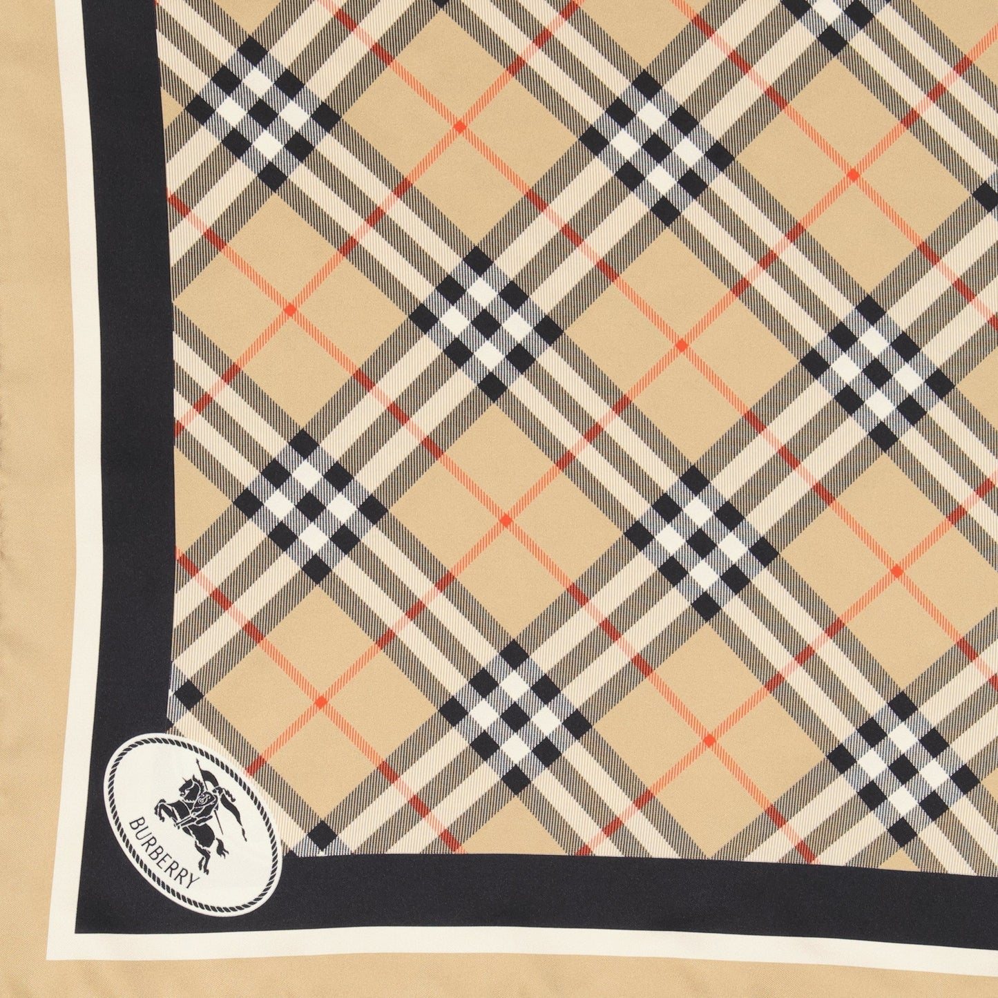 Check Silk Scarf with Contrast Border