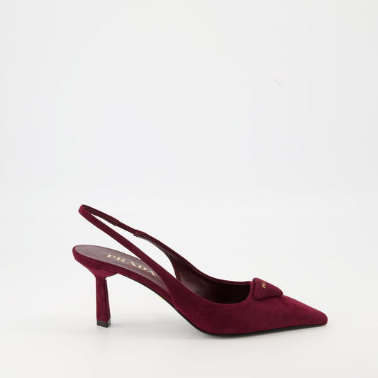 Burgundy Suede Slingback Pumps