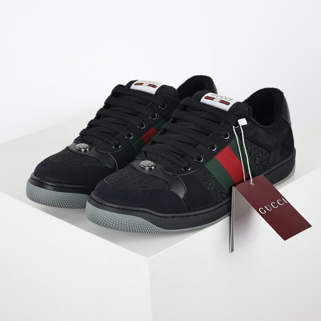 Screener Sneakers in Black with Web Stripe
