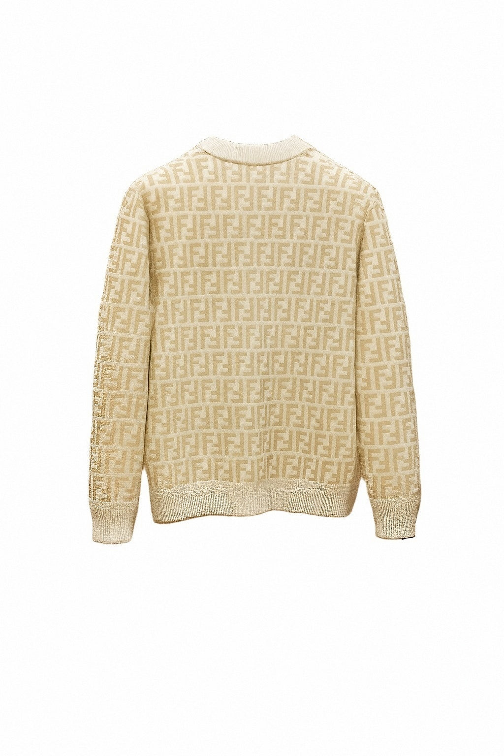 Beige and White Monogram Knit Sweater