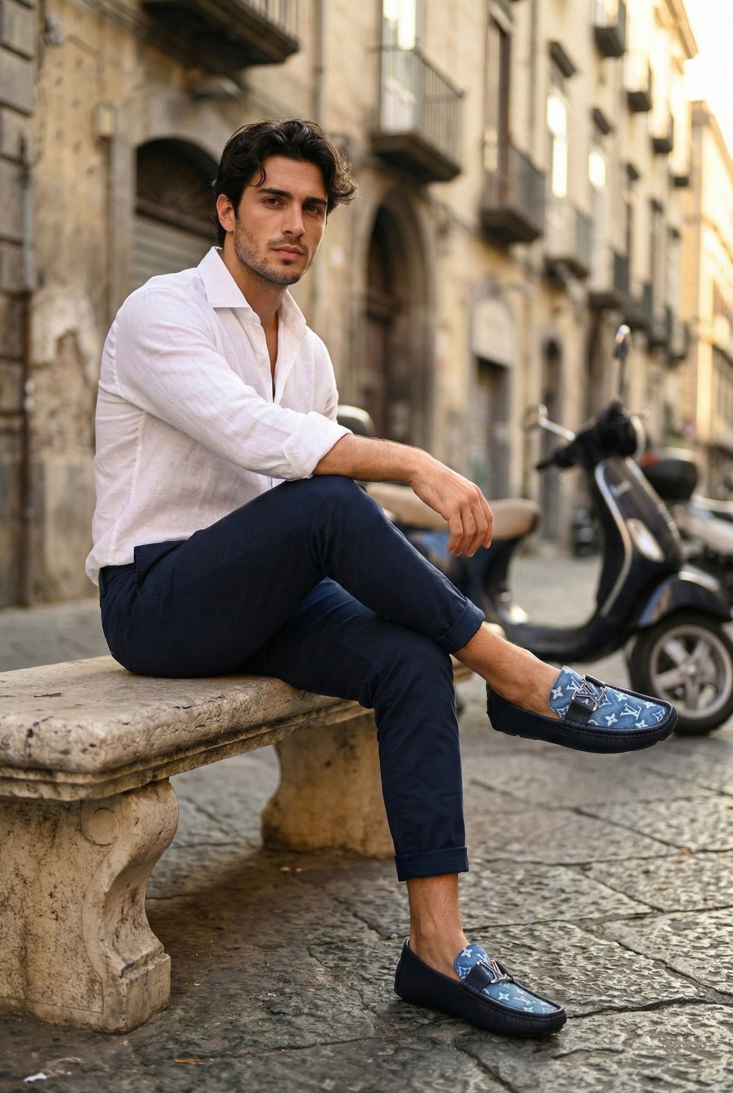 Monogram Denim Driving Moccasins