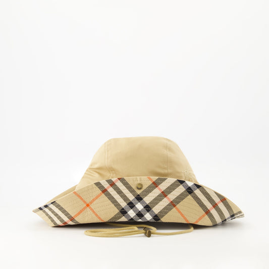 Vintage Check Wide-Brim Hat