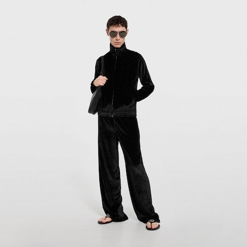 GG stretch velvet devoré zipped jacket