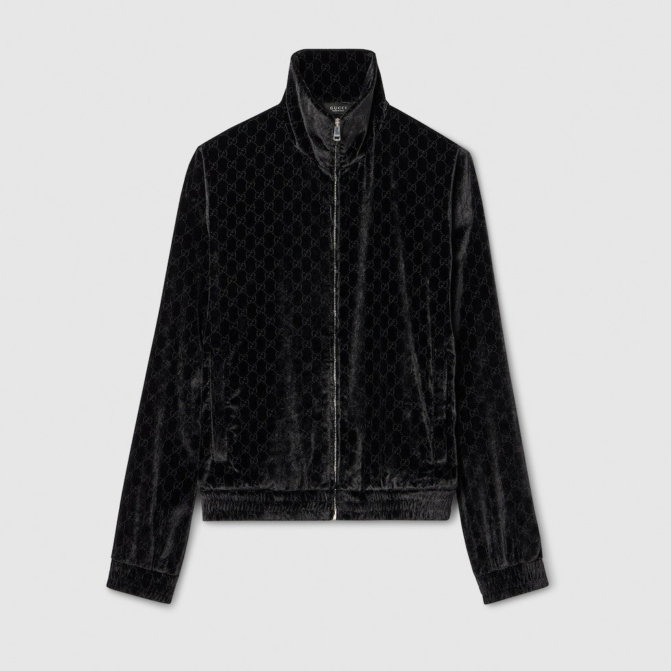 GG stretch velvet devoré zipped jacket