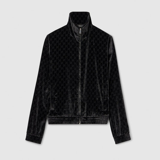 GG stretch velvet devoré zipped jacket
