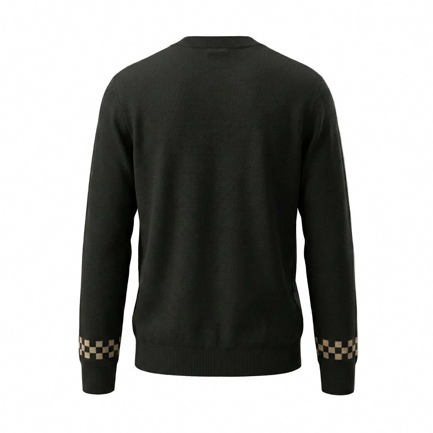 Black Monogram Accent Wool Cardigan