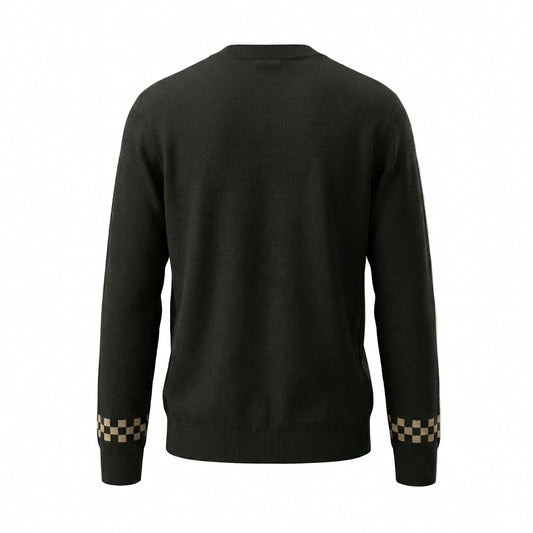 Black Monogram Accent Wool Cardigan